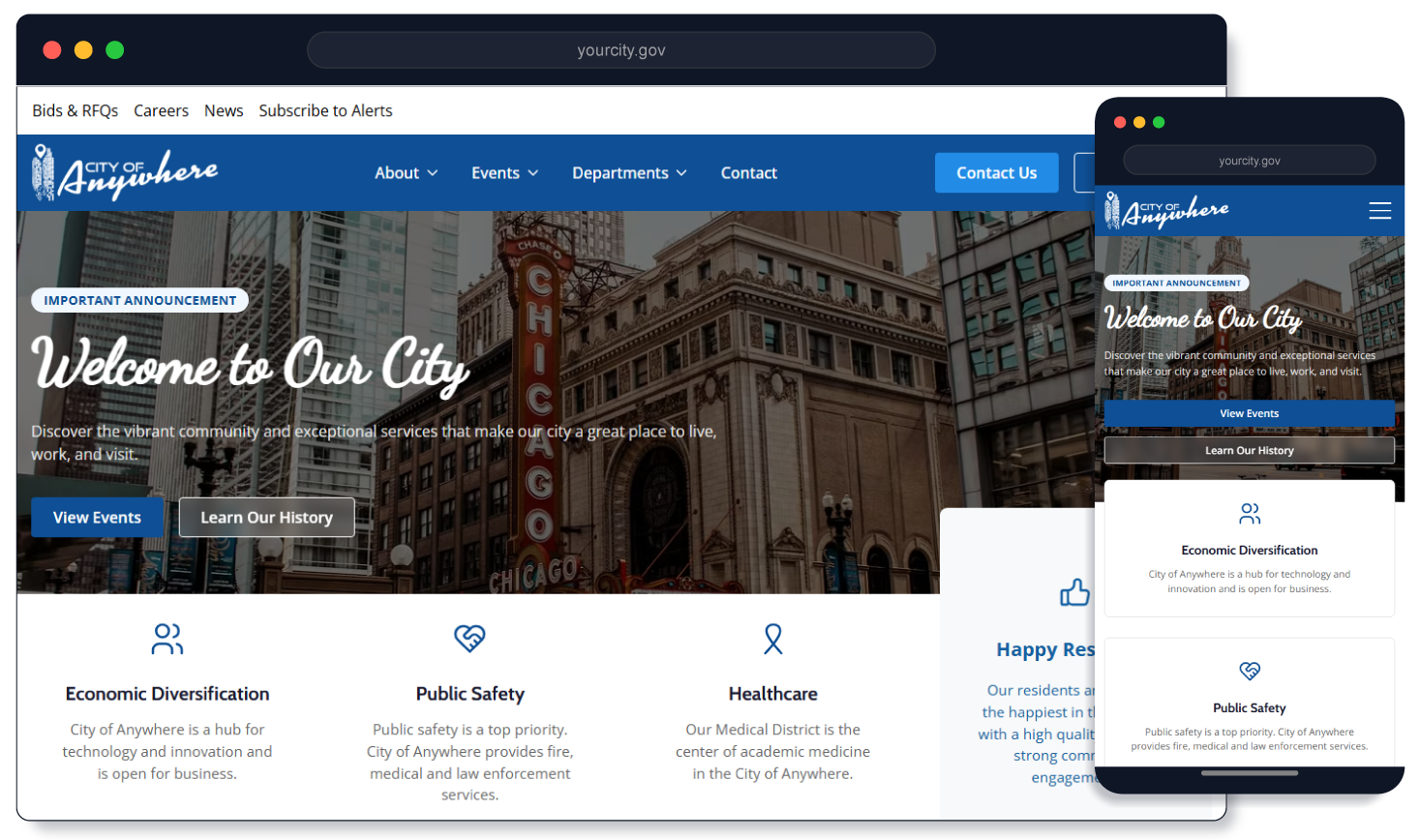 City of Anywhere Home Page Demo Display