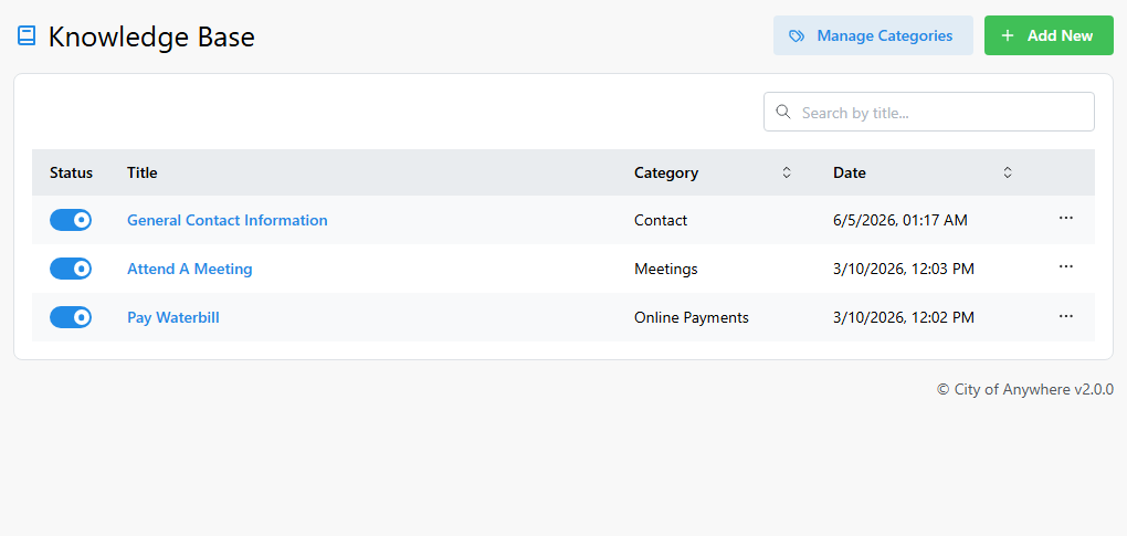 Knowledge base Preview