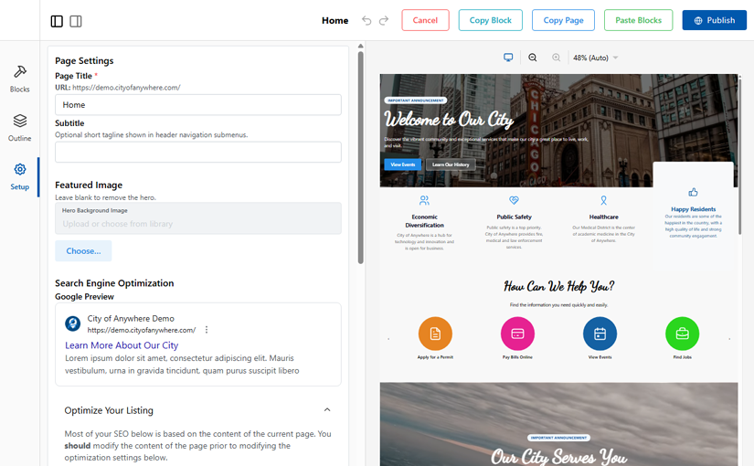 Website and Digital Government Staff View - Page Editor