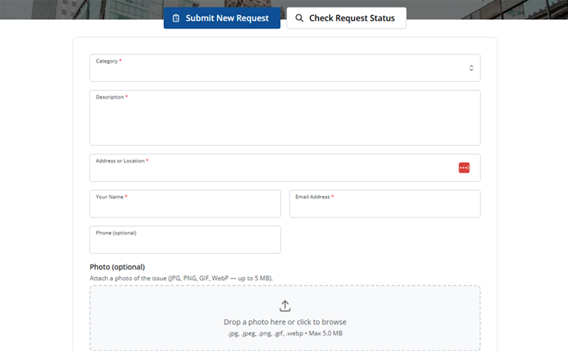 Citizen Service Requests Resident View - Service Request