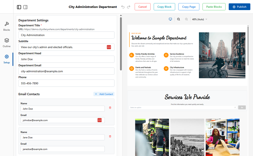 Departments and Staff - Staff View - Department Editor