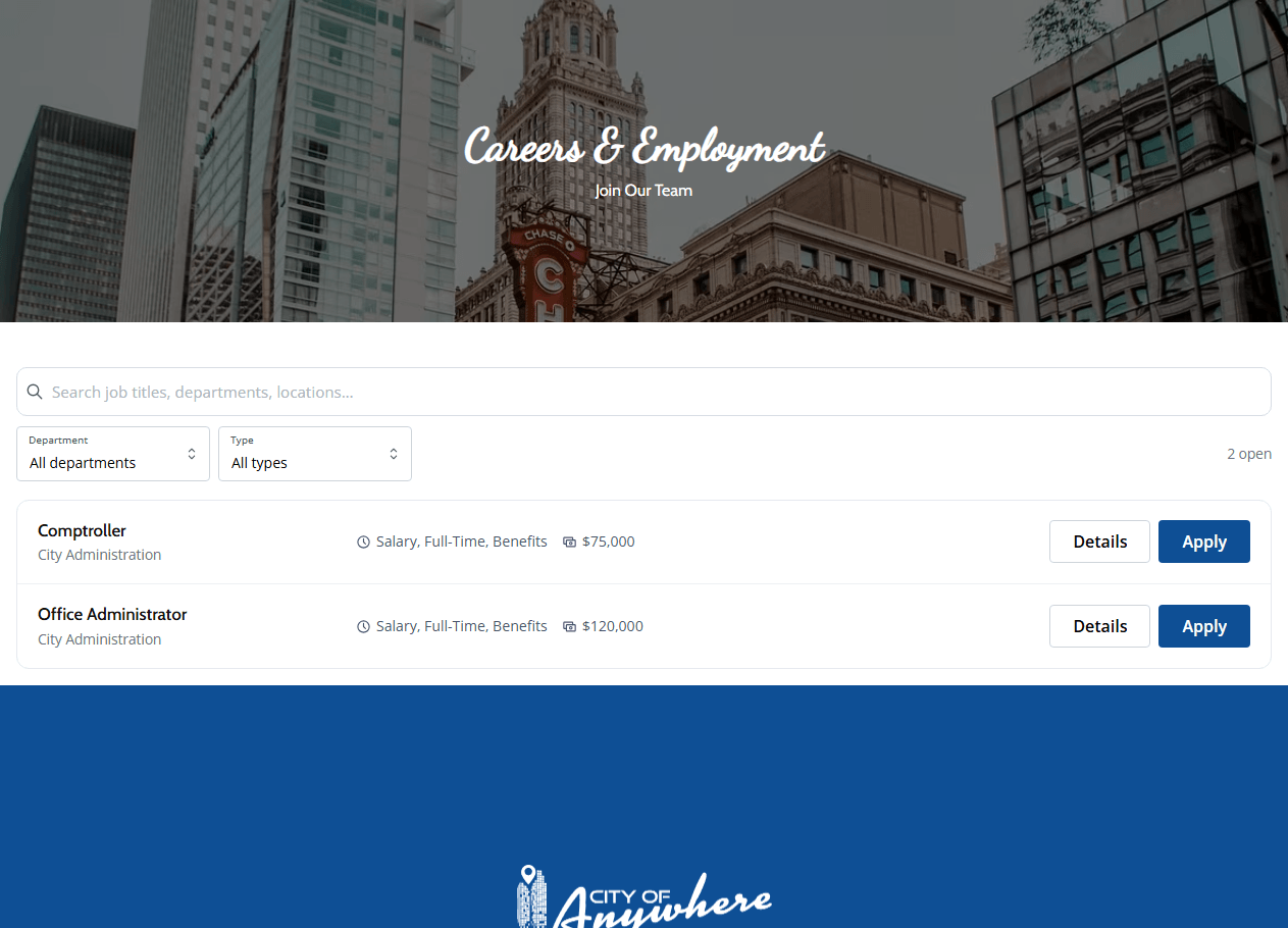 Job Postings and Career Center Preview